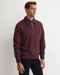 Outlet Sportscraft Collared Zip Sweat in Burgundy