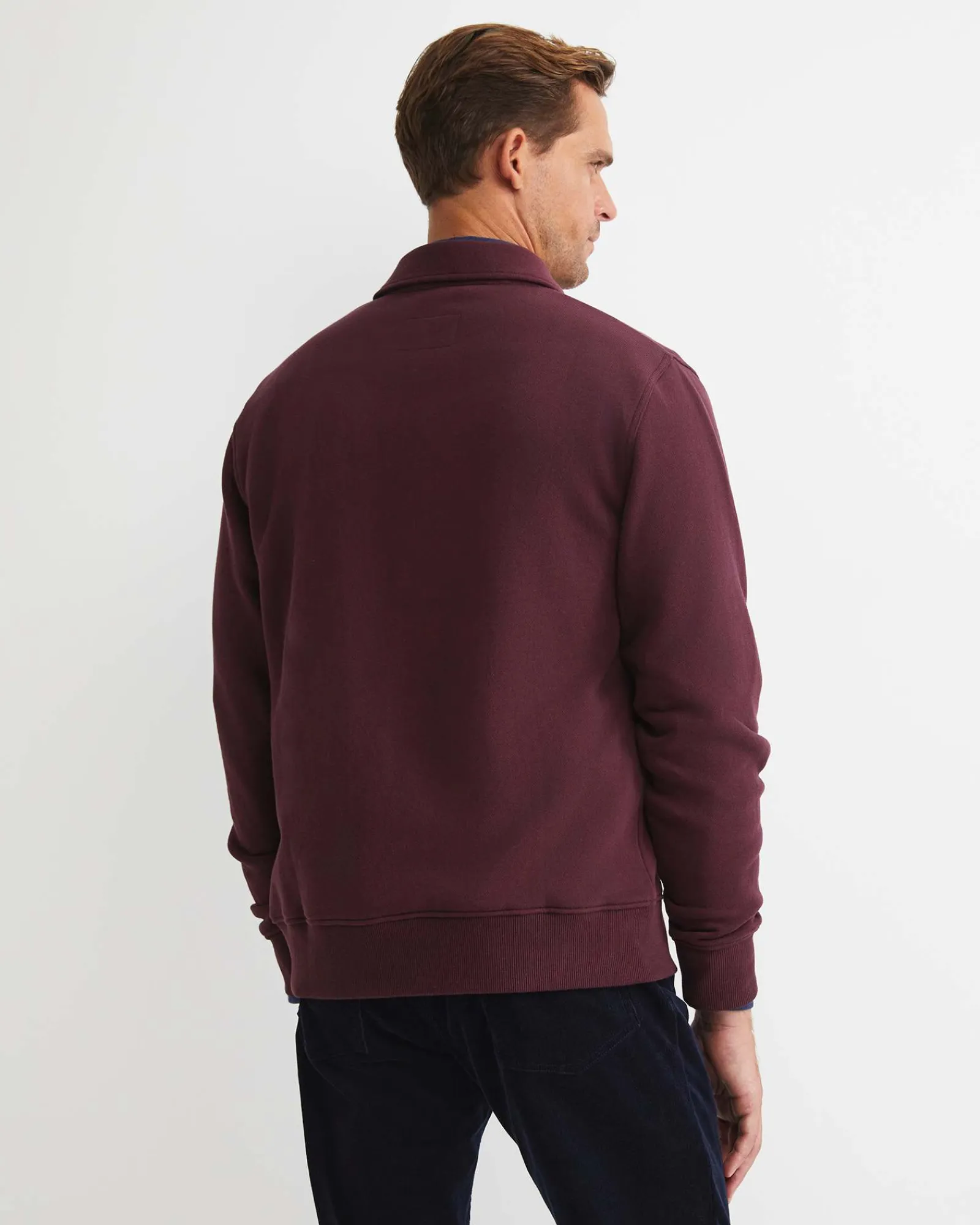 Outlet Sportscraft Collared Zip Sweat in Burgundy