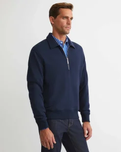 Hot Sportscraft Collared Zip Sweat in Navy