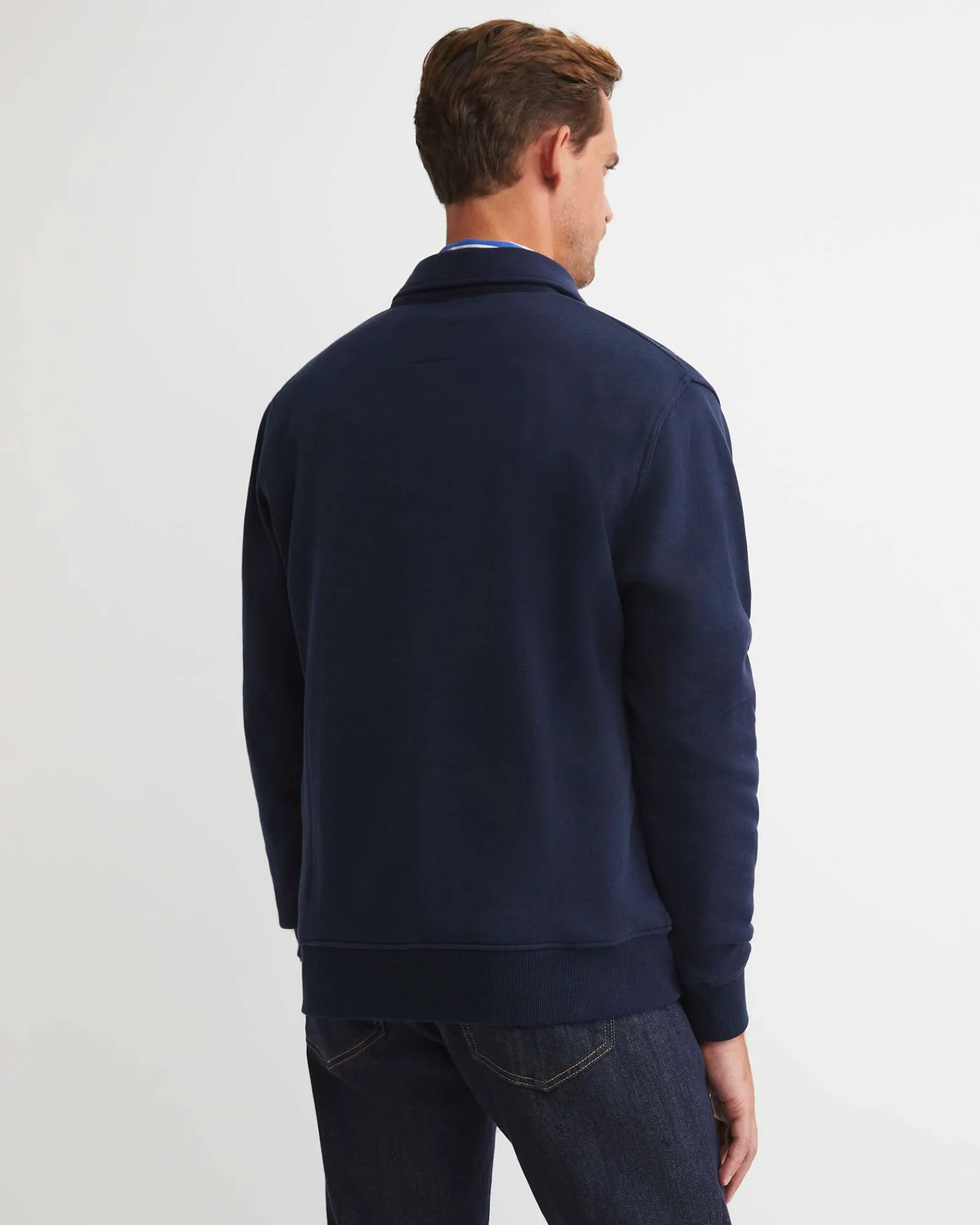 Hot Sportscraft Collared Zip Sweat in Navy