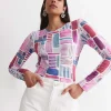 Clearance Sportscraft Construct Liberty Magic Tee in Pink Multi PinkMulti