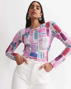 Clearance Sportscraft Construct Liberty Magic Tee in Pink Multi PinkMulti