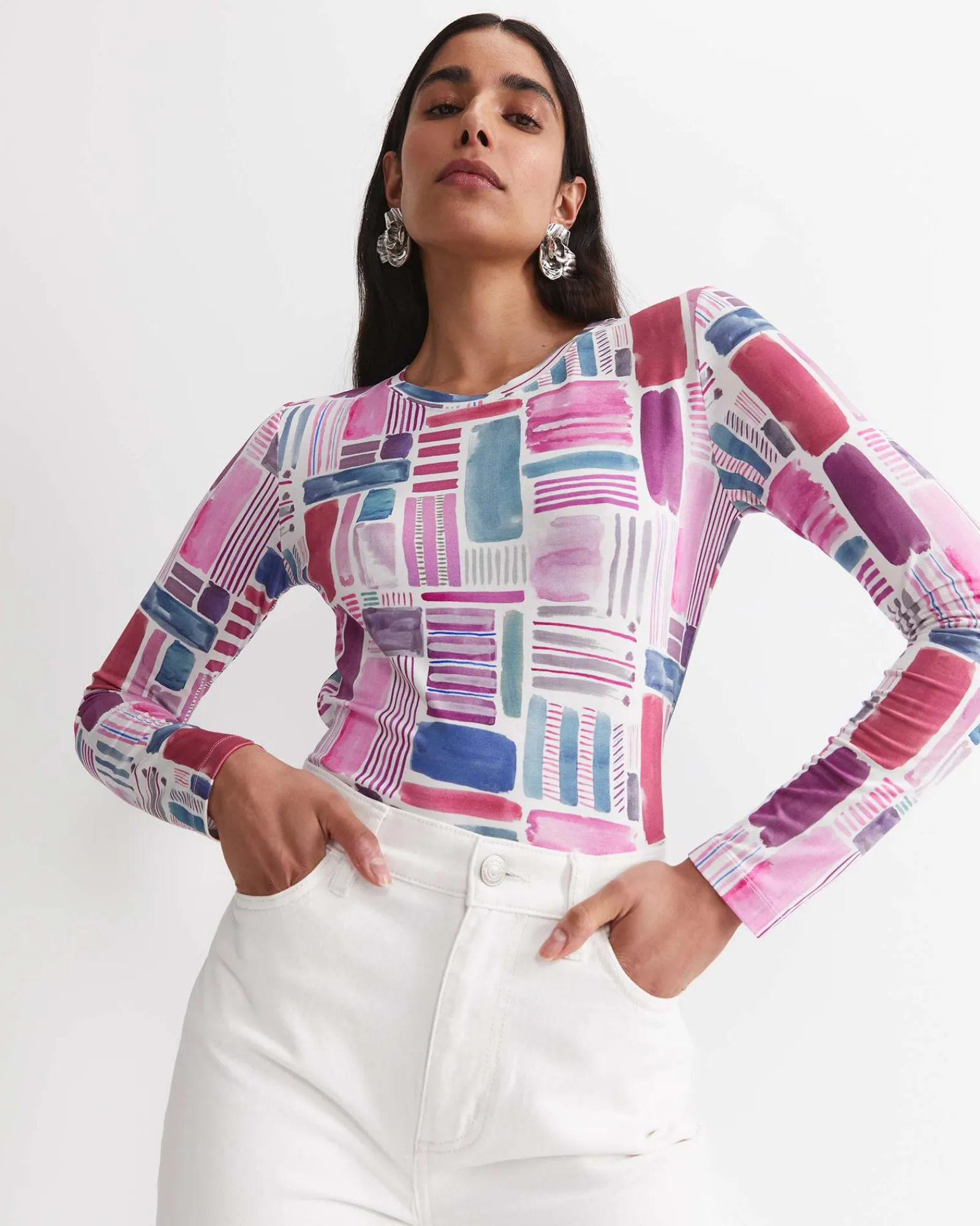 Clearance Sportscraft Construct Liberty Magic Tee in Pink Multi PinkMulti