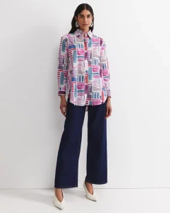 Clearance Sportscraft Construct Liberty Shirt in Pink Multi PinkMulti