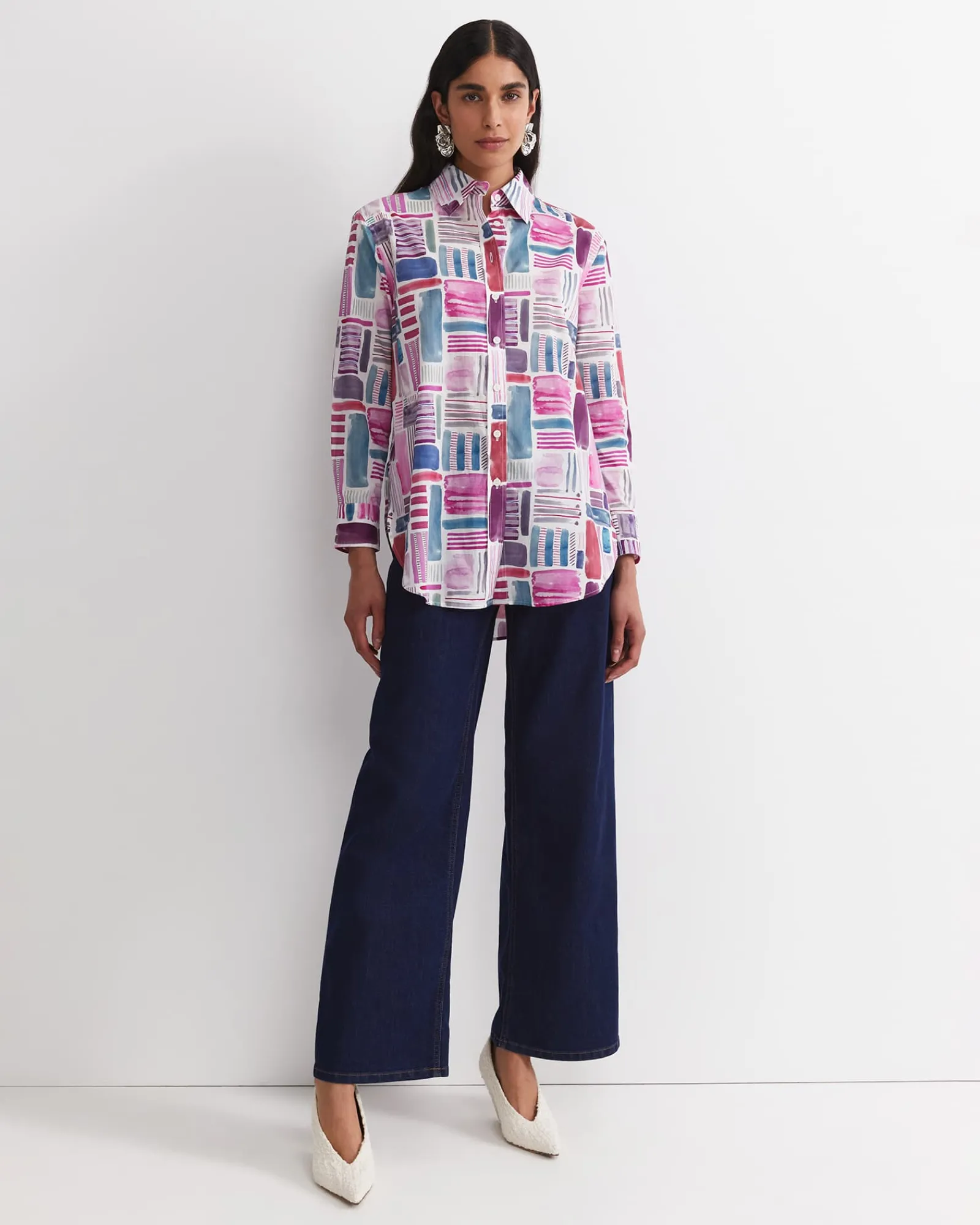 Clearance Sportscraft Construct Liberty Shirt in Pink Multi PinkMulti