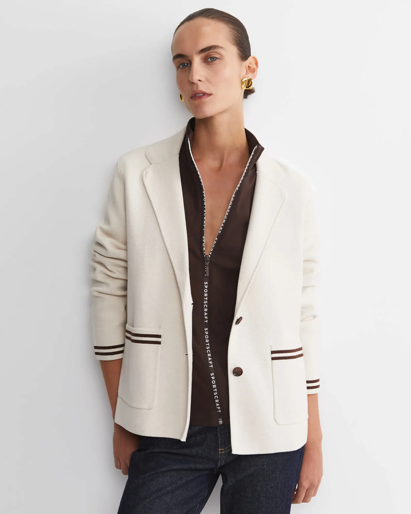 New Sportscraft Cotton Cashmere Cardigan in Chalk