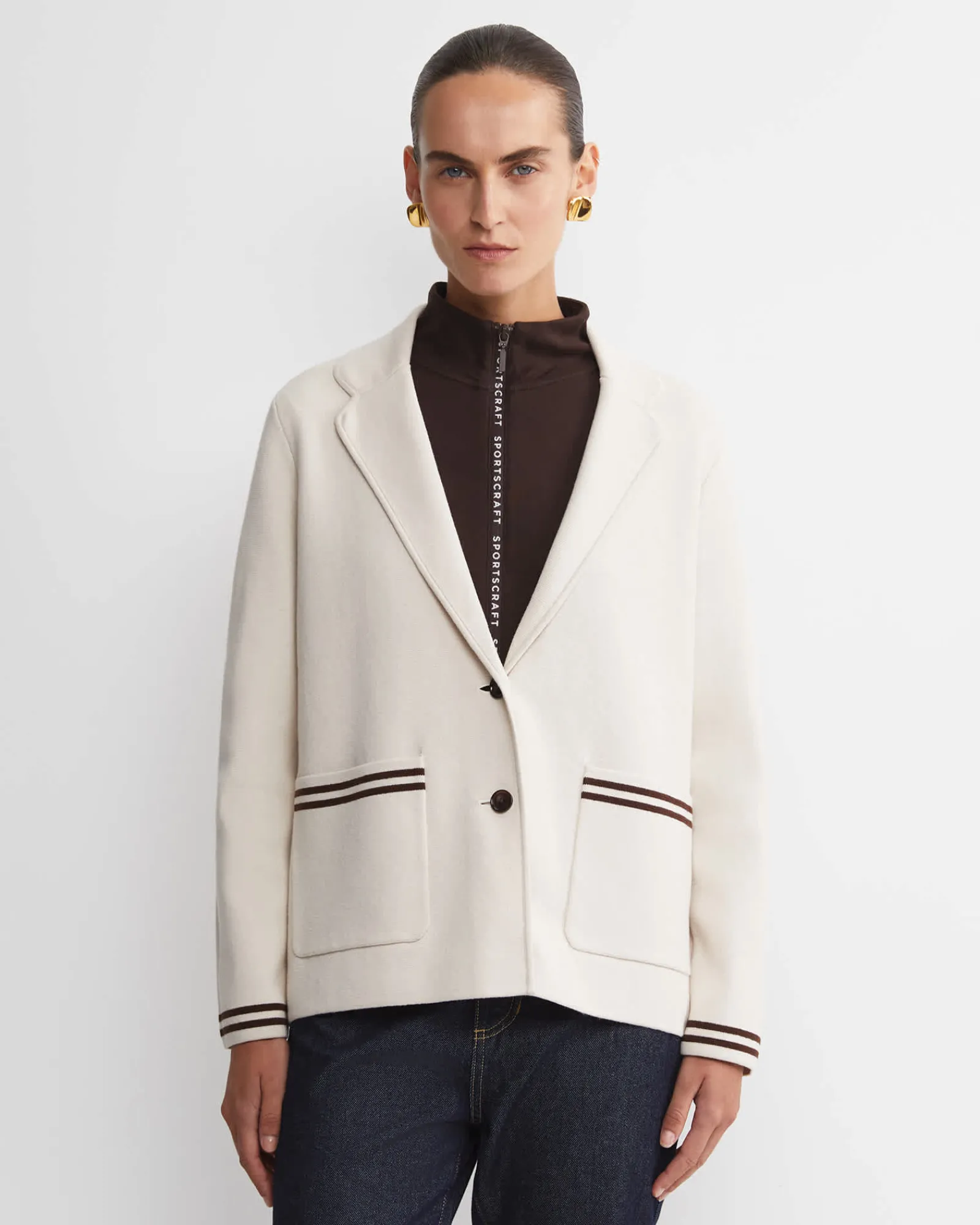 New Sportscraft Cotton Cashmere Cardigan in Chalk
