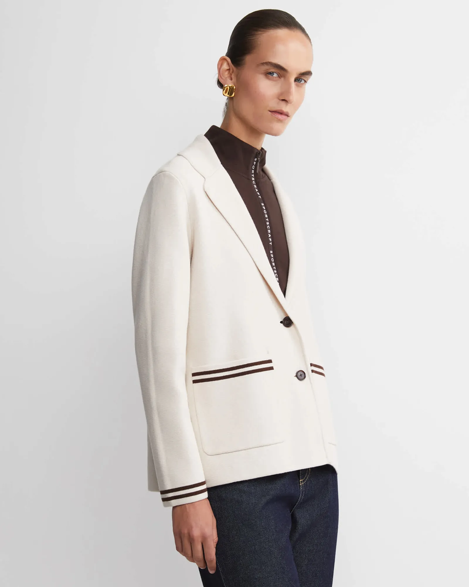 New Sportscraft Cotton Cashmere Cardigan in Chalk