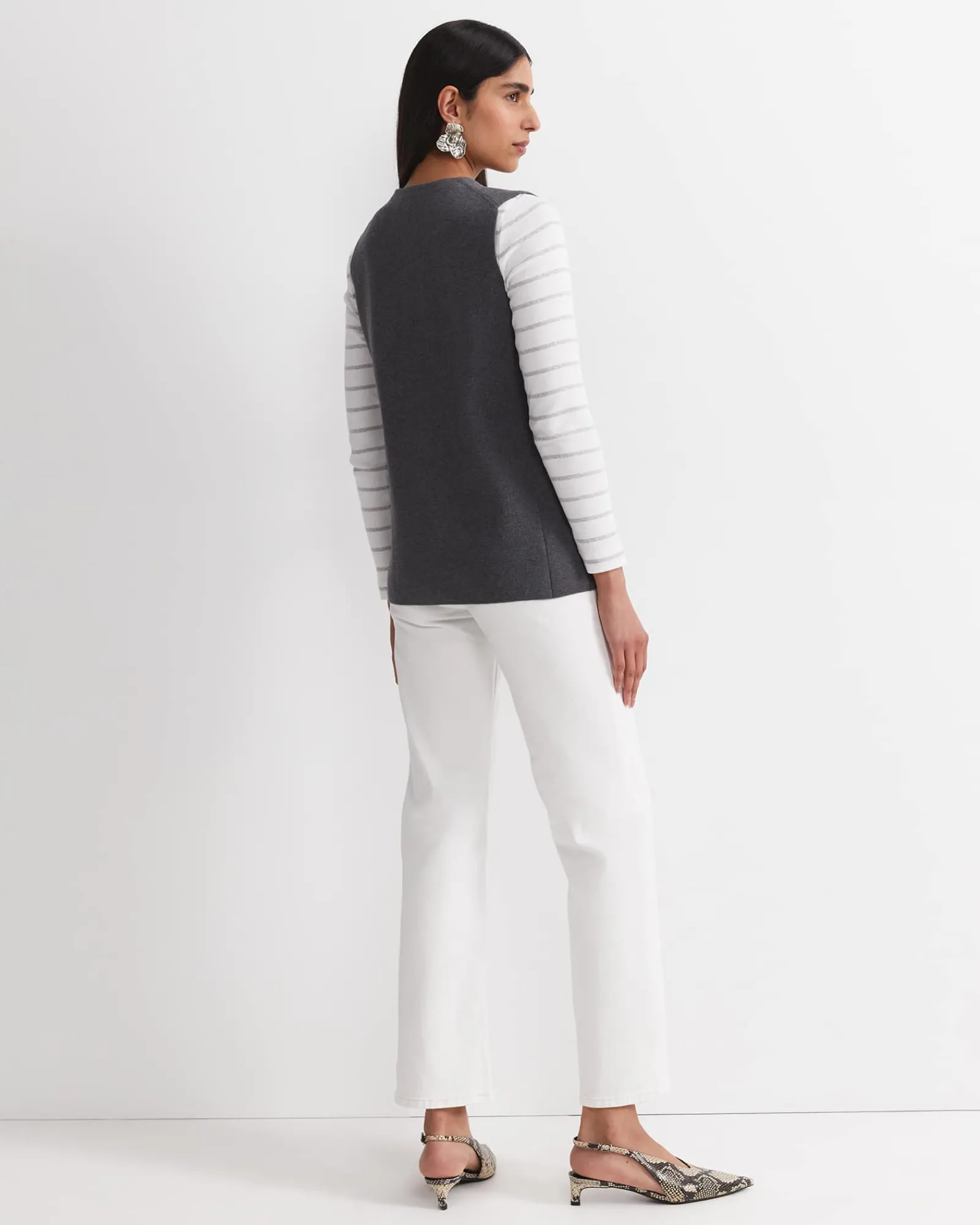 Discount Sportscraft Cotton Cashmere Knit Vest in Charcoal
