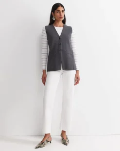 Discount Sportscraft Cotton Cashmere Knit Vest in Charcoal