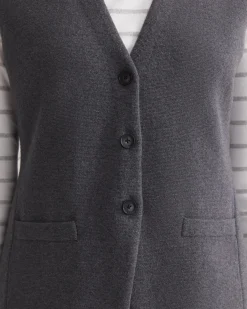 Discount Sportscraft Cotton Cashmere Knit Vest in Charcoal