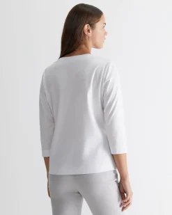 Clearance Sportscraft Cotton Crew 3 Quarter Sleeve T-Shirt in White