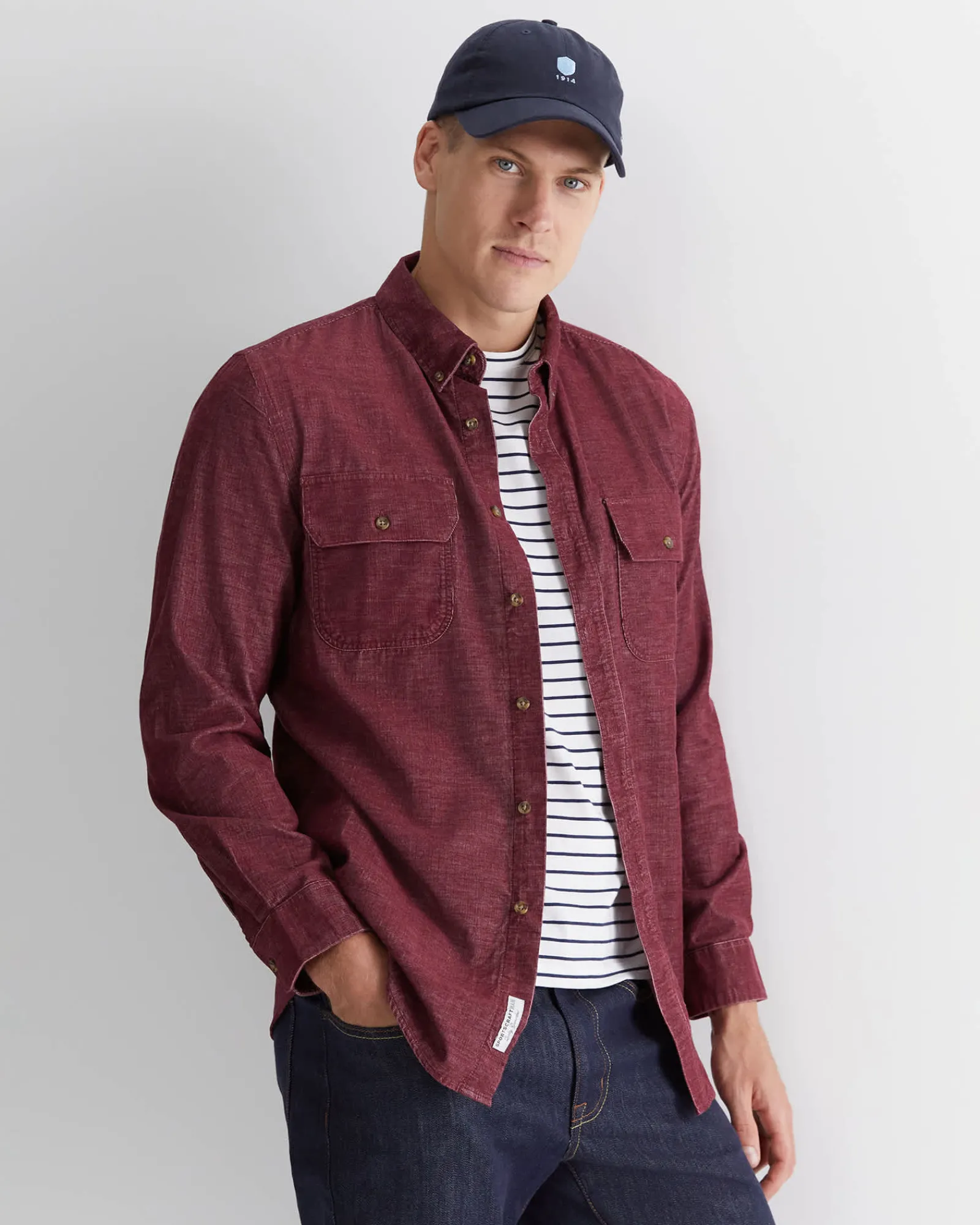 Clearance Sportscraft Cullen Cord Shirt in Wineberry