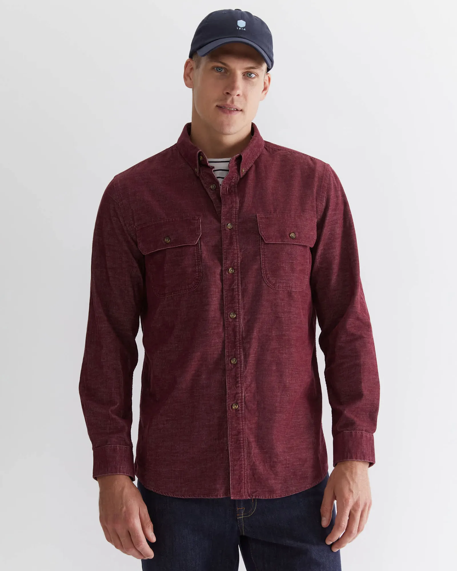 Clearance Sportscraft Cullen Cord Shirt in Wineberry