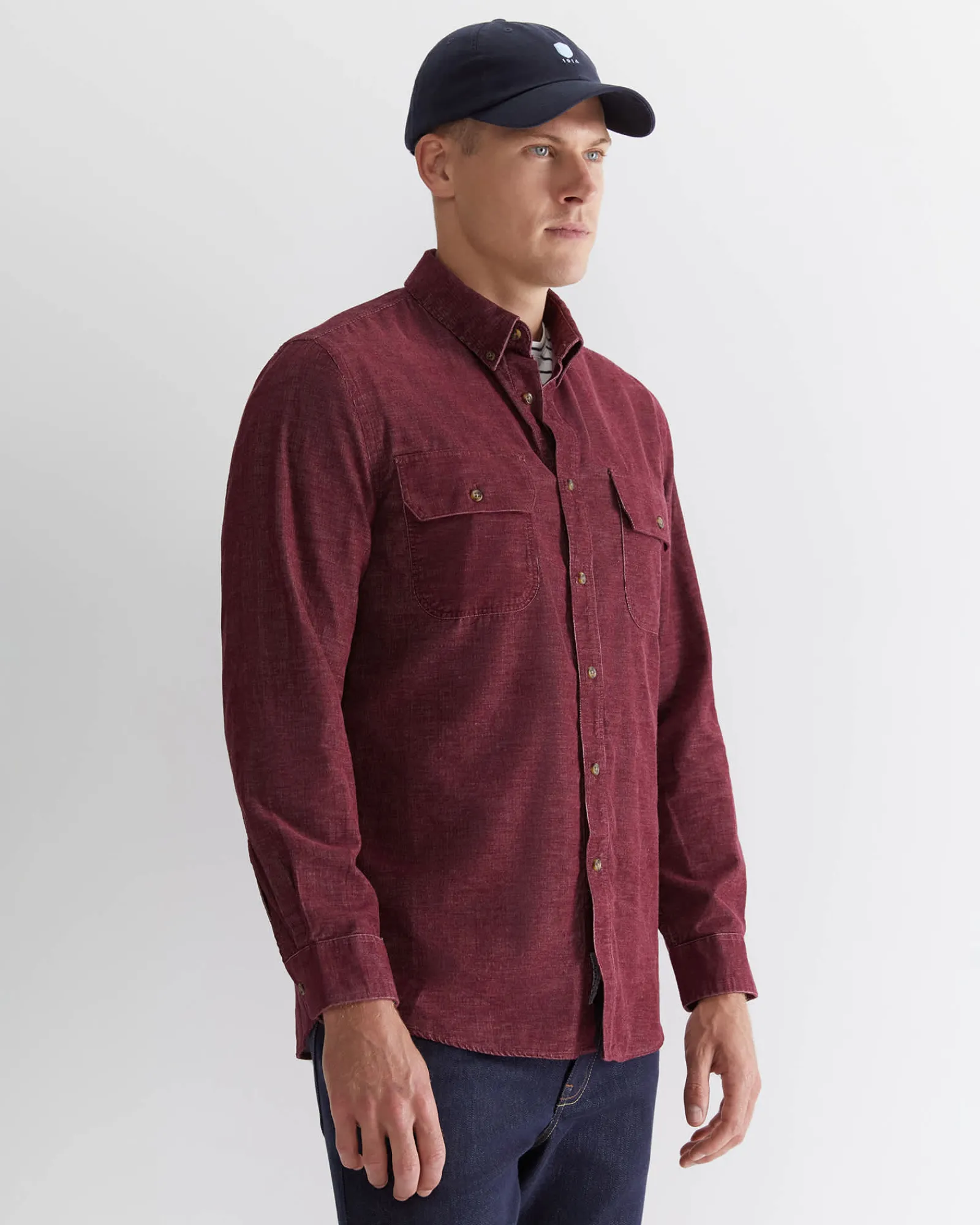 Clearance Sportscraft Cullen Cord Shirt in Wineberry