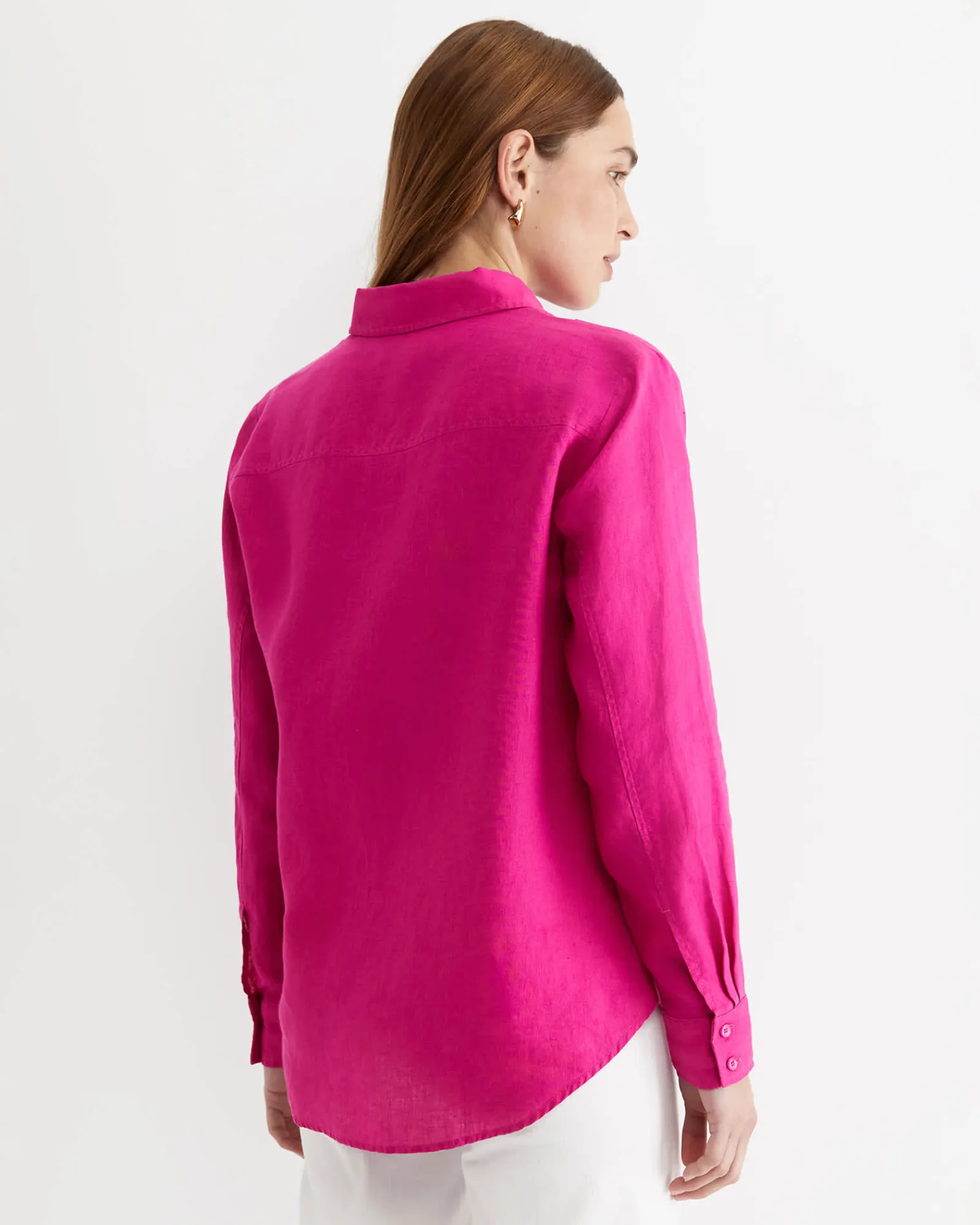 Sale Sportscraft Dahlia Long Sleeve Linen Shirt in Berry