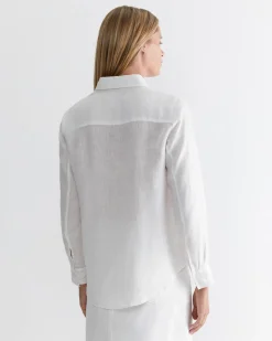 Online Sportscraft Dahlia Long Sleeve Linen Shirt in White