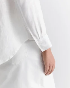 Online Sportscraft Dahlia Long Sleeve Linen Shirt in White