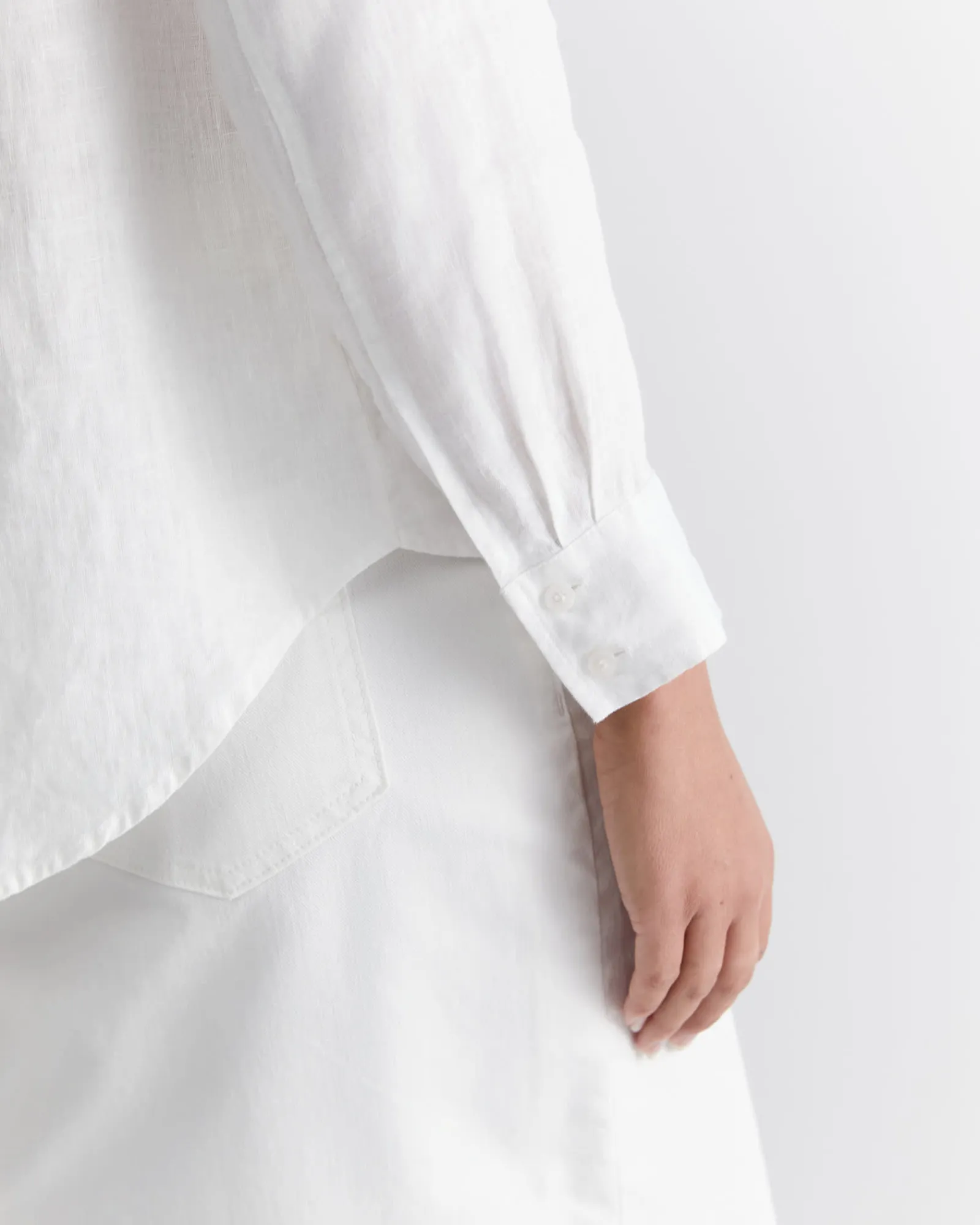 Online Sportscraft Dahlia Long Sleeve Linen Shirt in White