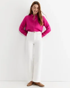 Sale Sportscraft Dahlia Long Sleeve Linen Shirt in Berry