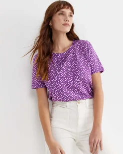 New Sportscraft Dashy Mercerised Tee in Purplewhite Purple/white
