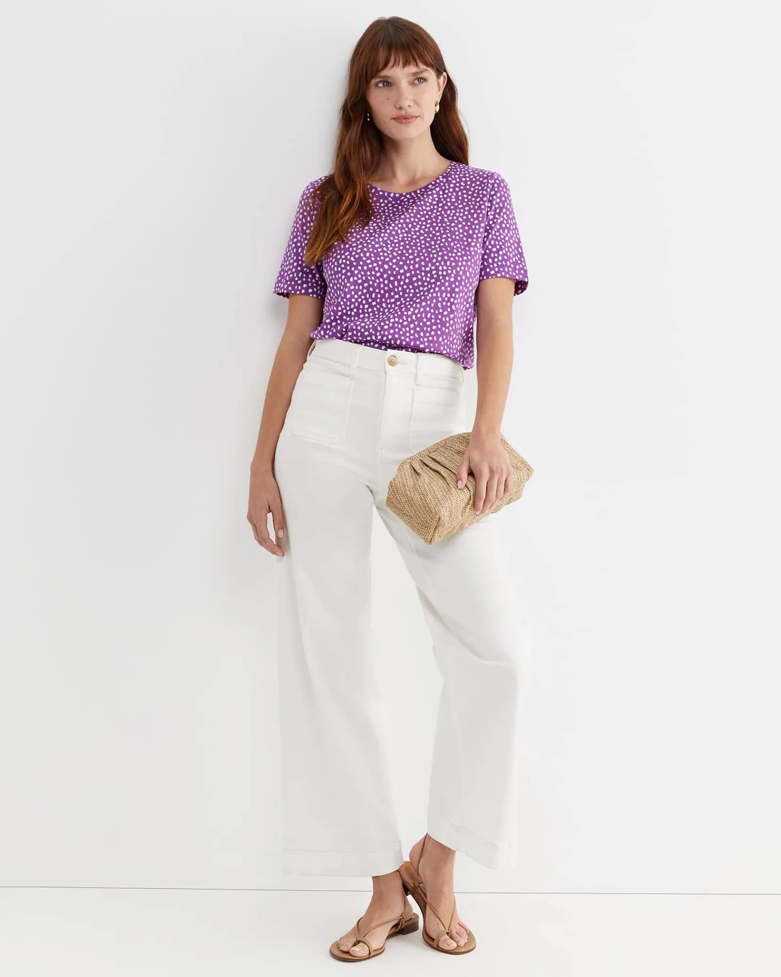 New Sportscraft Dashy Mercerised Tee in Purplewhite Purple/white