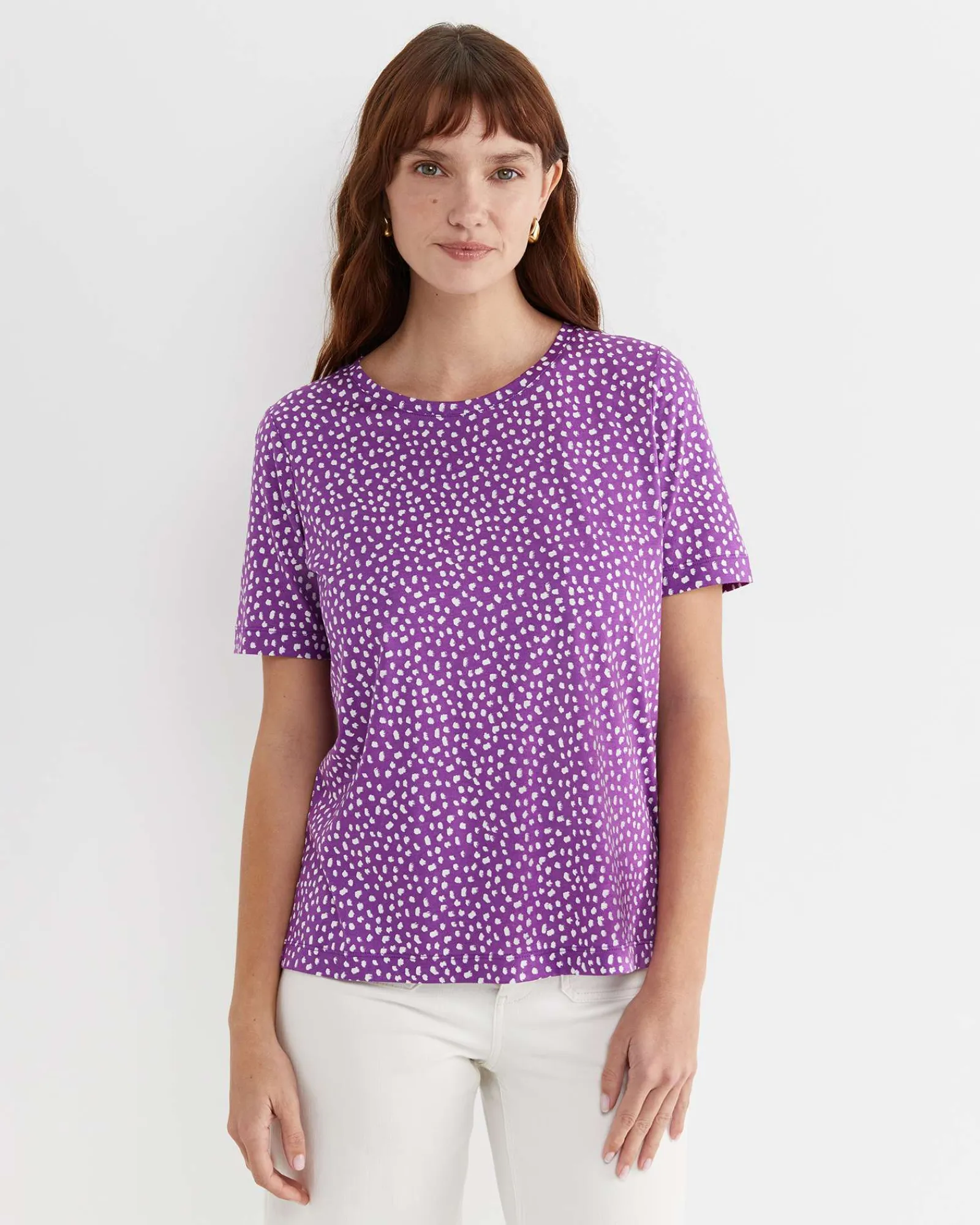 New Sportscraft Dashy Mercerised Tee in Purplewhite Purple/white