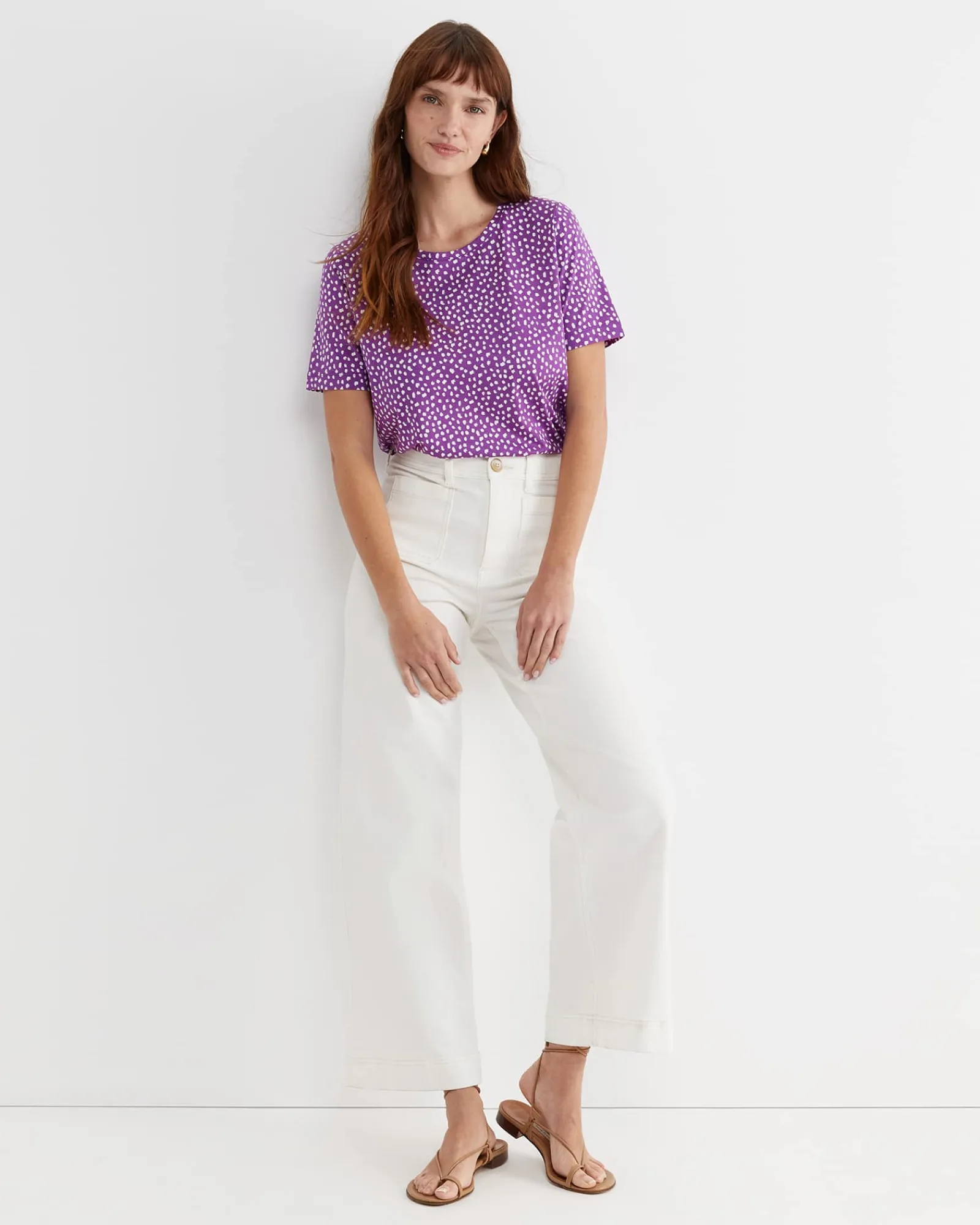 New Sportscraft Dashy Mercerised Tee in Purplewhite Purple/white