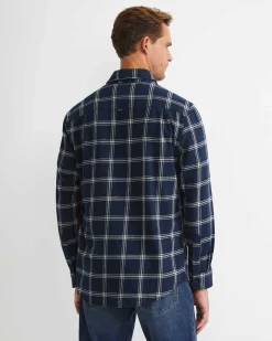Discount Sportscraft Davis Long Sleeve Check Shirt in Navy