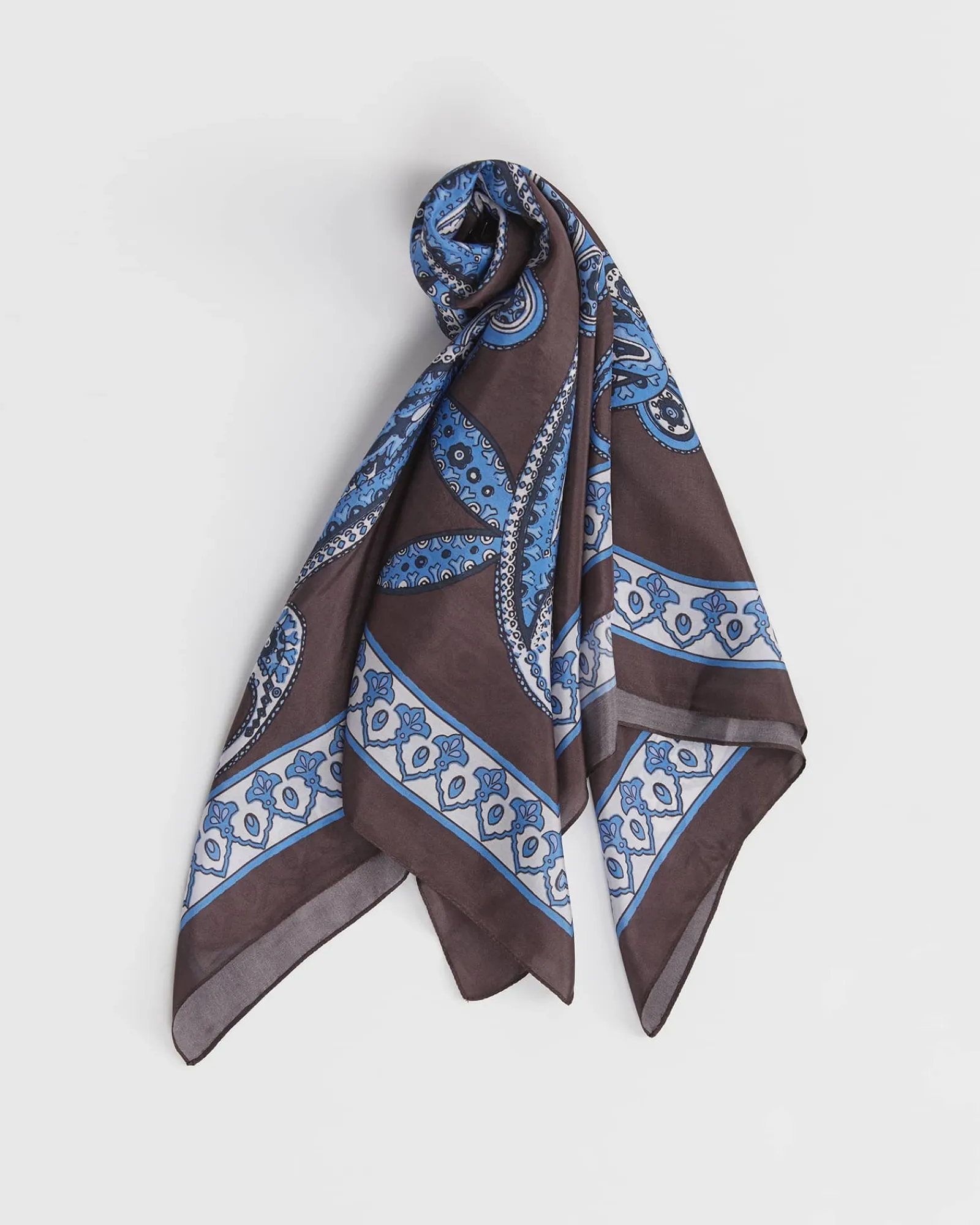 New Sportscraft Elizabeth Paisley Scarf in Chocolate