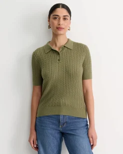 Clearance Sportscraft Elka Cable Polo in Khaki