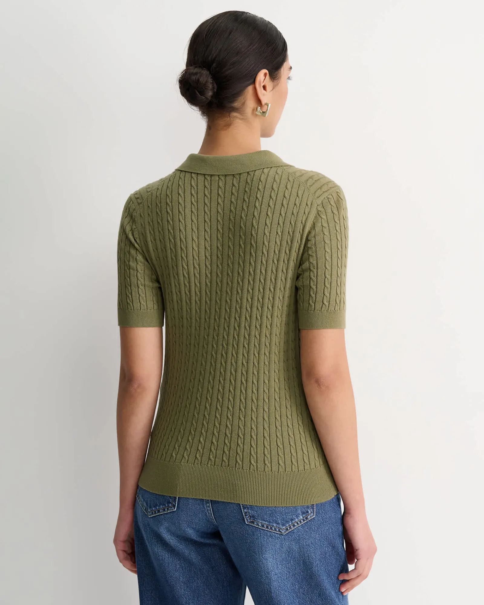 Clearance Sportscraft Elka Cable Polo in Khaki