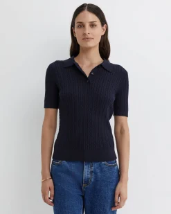 Outlet Sportscraft Elka Cable Polo in Navy