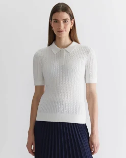 Hot Sportscraft Elka Cable Polo in White