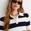 Outlet Sportscraft Elka Cable Polo in Whitenavy White/navy