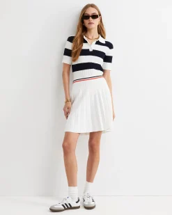 Outlet Sportscraft Elka Cable Polo in Whitenavy White/navy