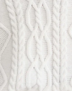Best Sportscraft Elka Cable V-Neck Vest in Whitenavy White/navy
