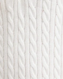 Outlet Sportscraft Elka Varsity Cable Sweater in Winter White WinterWhite