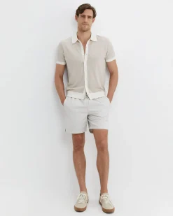 Discount Sportscraft Ellis Knitted Short Sleeve Shirt in Natural Melange NaturalMelange