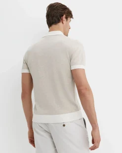 Discount Sportscraft Ellis Knitted Short Sleeve Shirt in Natural Melange NaturalMelange