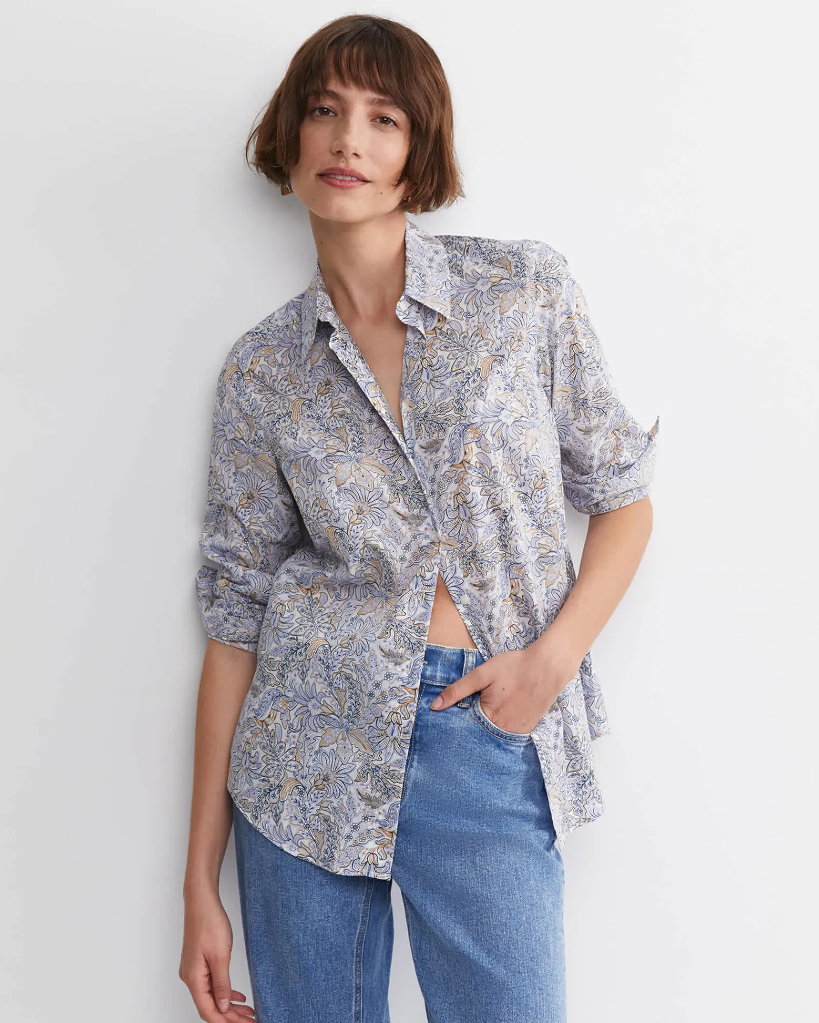 Sale Sportscraft Enzo Liberty Long Sleeve Shirt in Blue Multi BlueMulti