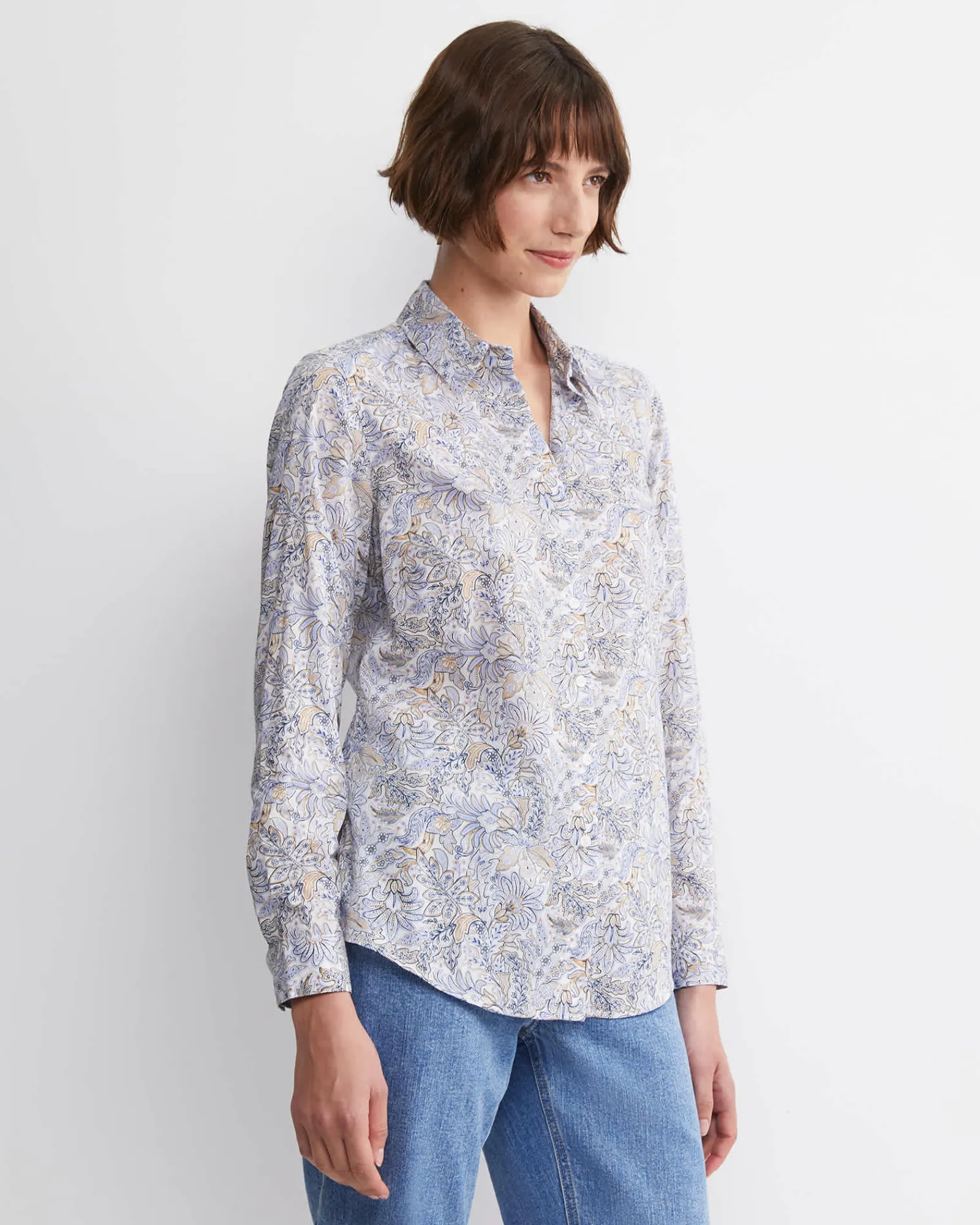 Sale Sportscraft Enzo Liberty Long Sleeve Shirt in Blue Multi BlueMulti