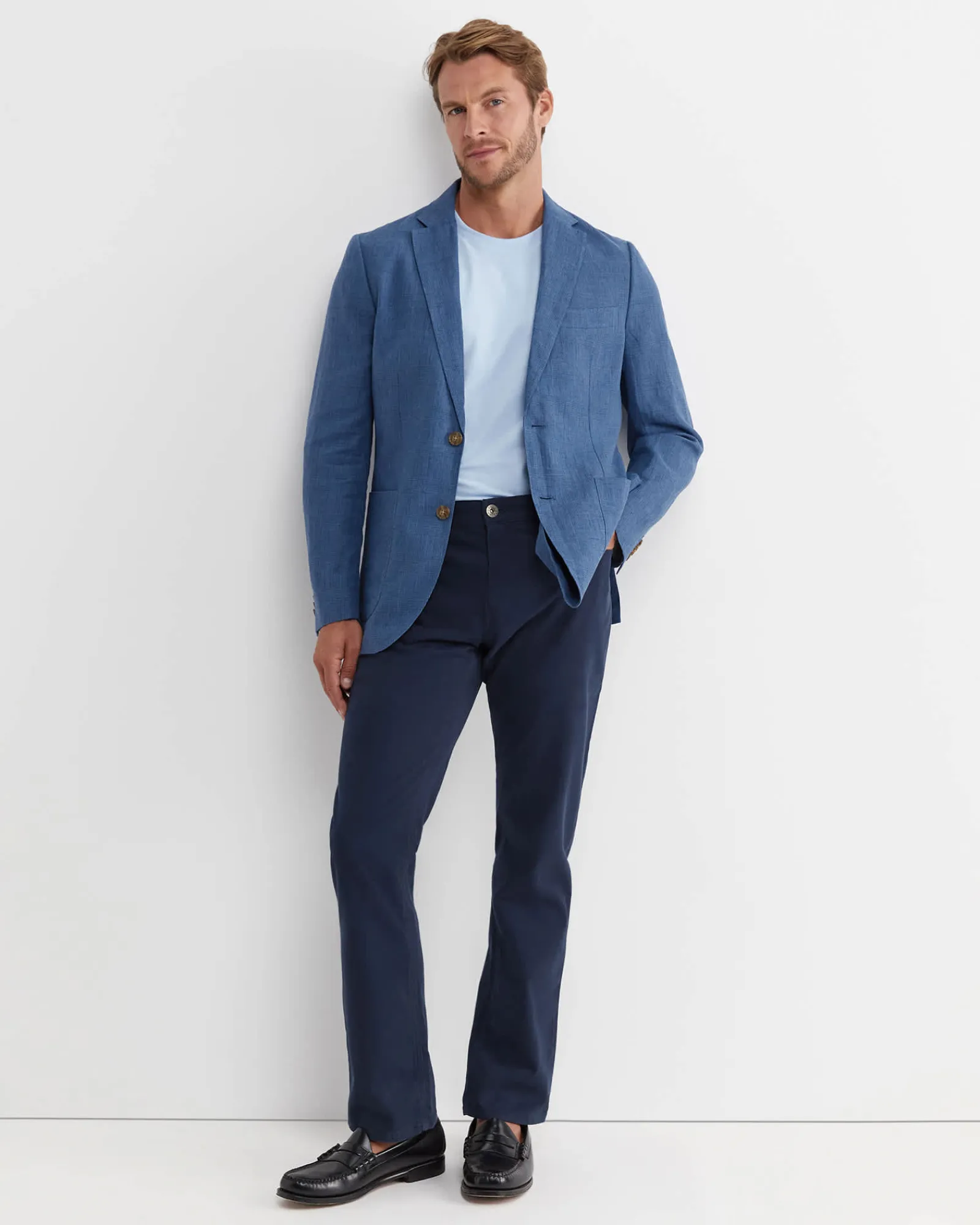 Hot Sportscraft Farrer Linen Sports Jacket in Mid Blue MidBlue