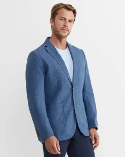 Hot Sportscraft Farrer Linen Sports Jacket in Mid Blue MidBlue