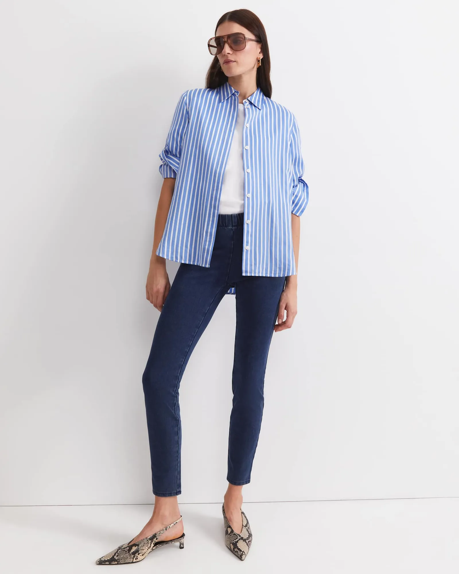 New Sportscraft Felicity Denim Pull On Pant in Washed Indigo WashedIndigo
