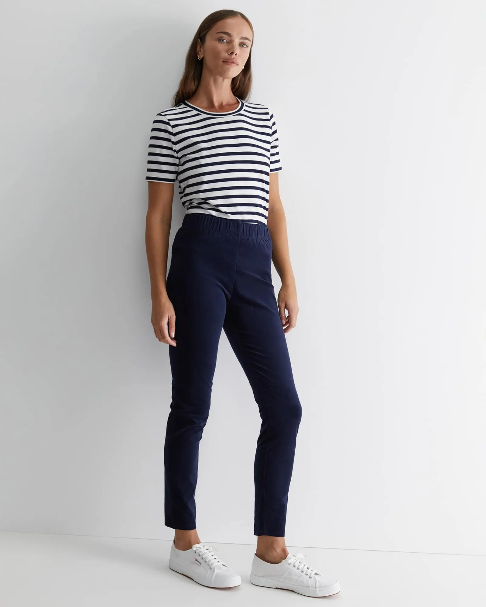 New Sportscraft Felicity Velvet Pull On Pant in Navy
