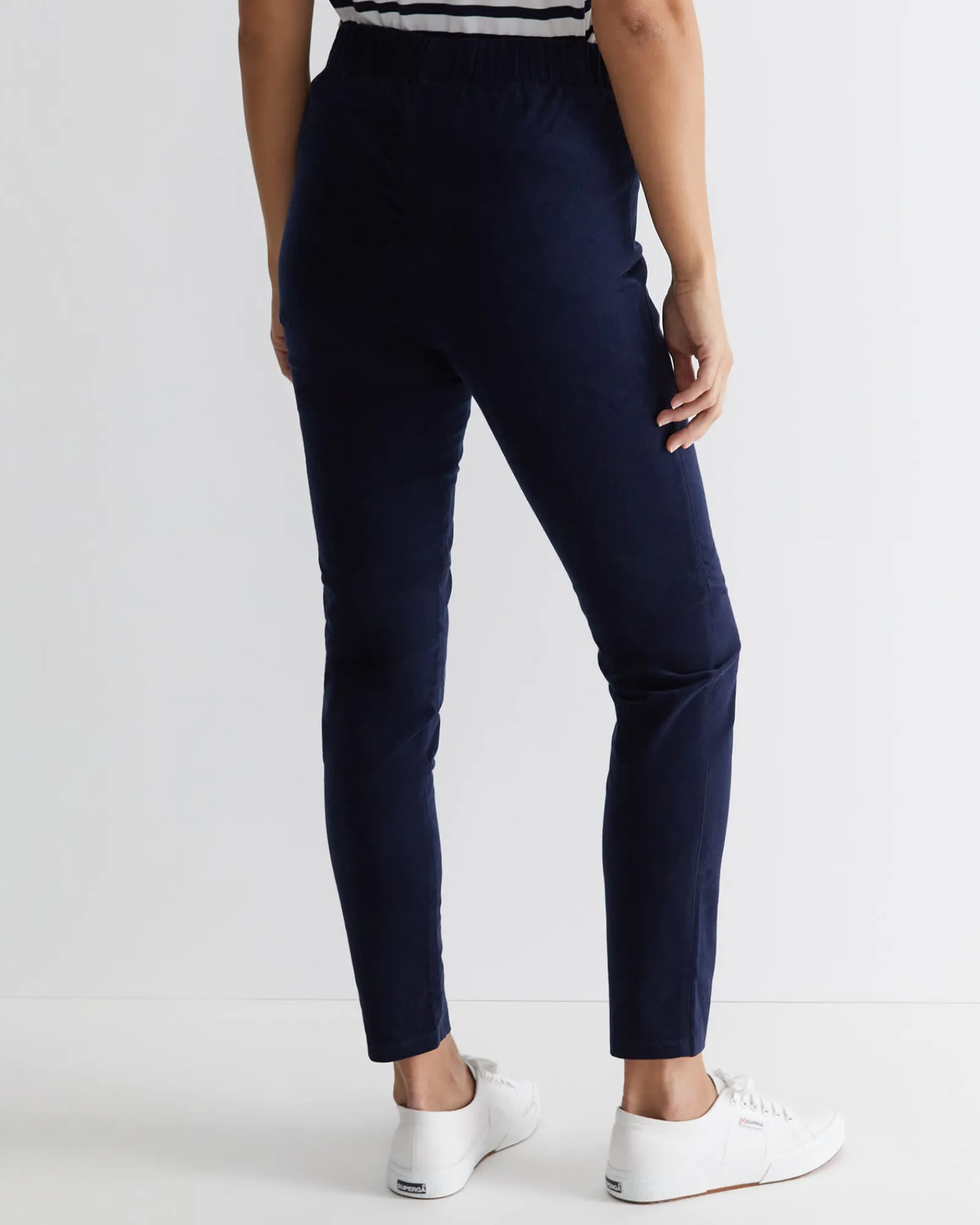 New Sportscraft Felicity Velvet Pull On Pant in Navy