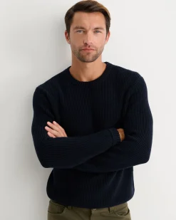 Outlet Sportscraft Finn Rib Crew Neck Knit in Navy
