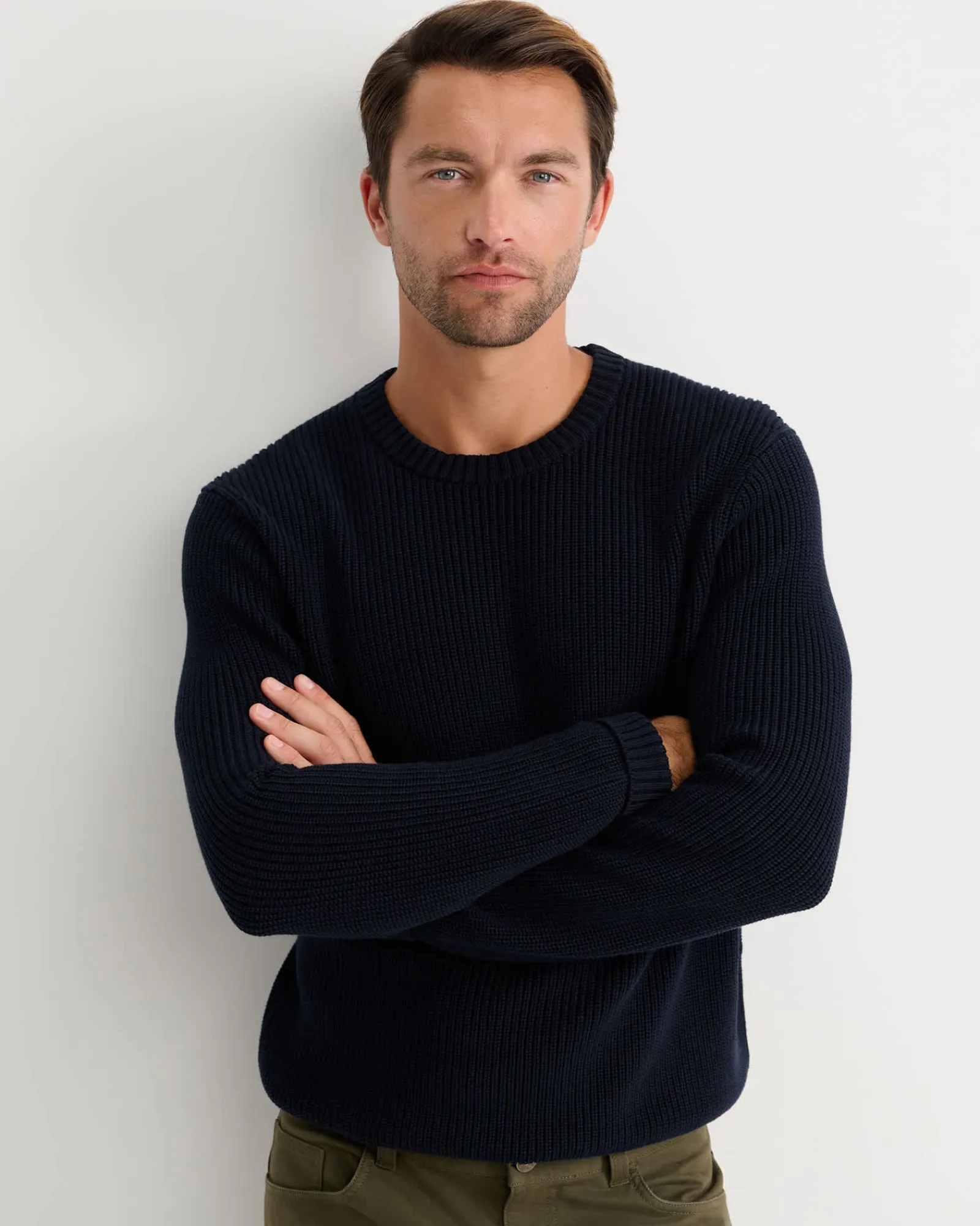 Outlet Sportscraft Finn Rib Crew Neck Knit in Navy