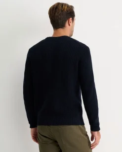 Outlet Sportscraft Finn Rib Crew Neck Knit in Navy